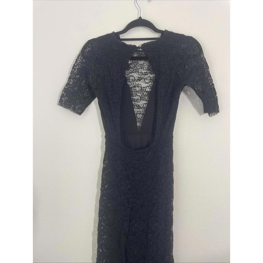 Free People x Nightcap Serata Black Lace short sleeveOpen Back Jumpsuit S $495 - Picture 7 of 8
